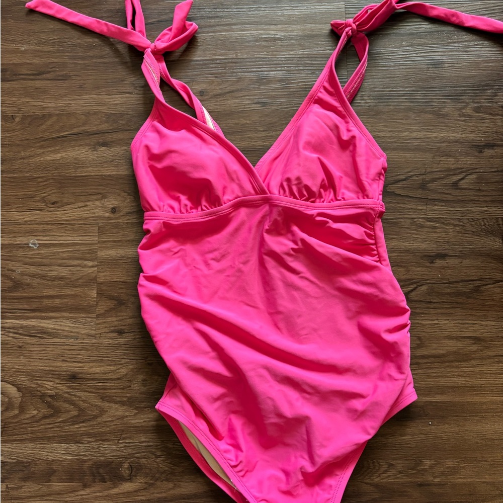 Isabel Maternity Neon Pink One-Piece Swimsuit